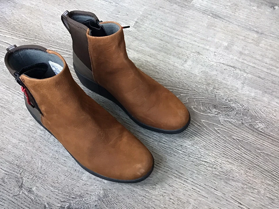 Bogs Mujer Vista Resistente Cremallera Talla 8 Impermeable Cuero Botines Marrón Foto 2 de 4