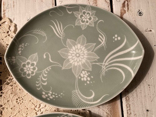 Lot Of 4 Rosenthal Bahnhof Selb #61 Green Oval Appetizer/ Dessert Plates/trinket - Picture 4 of 12