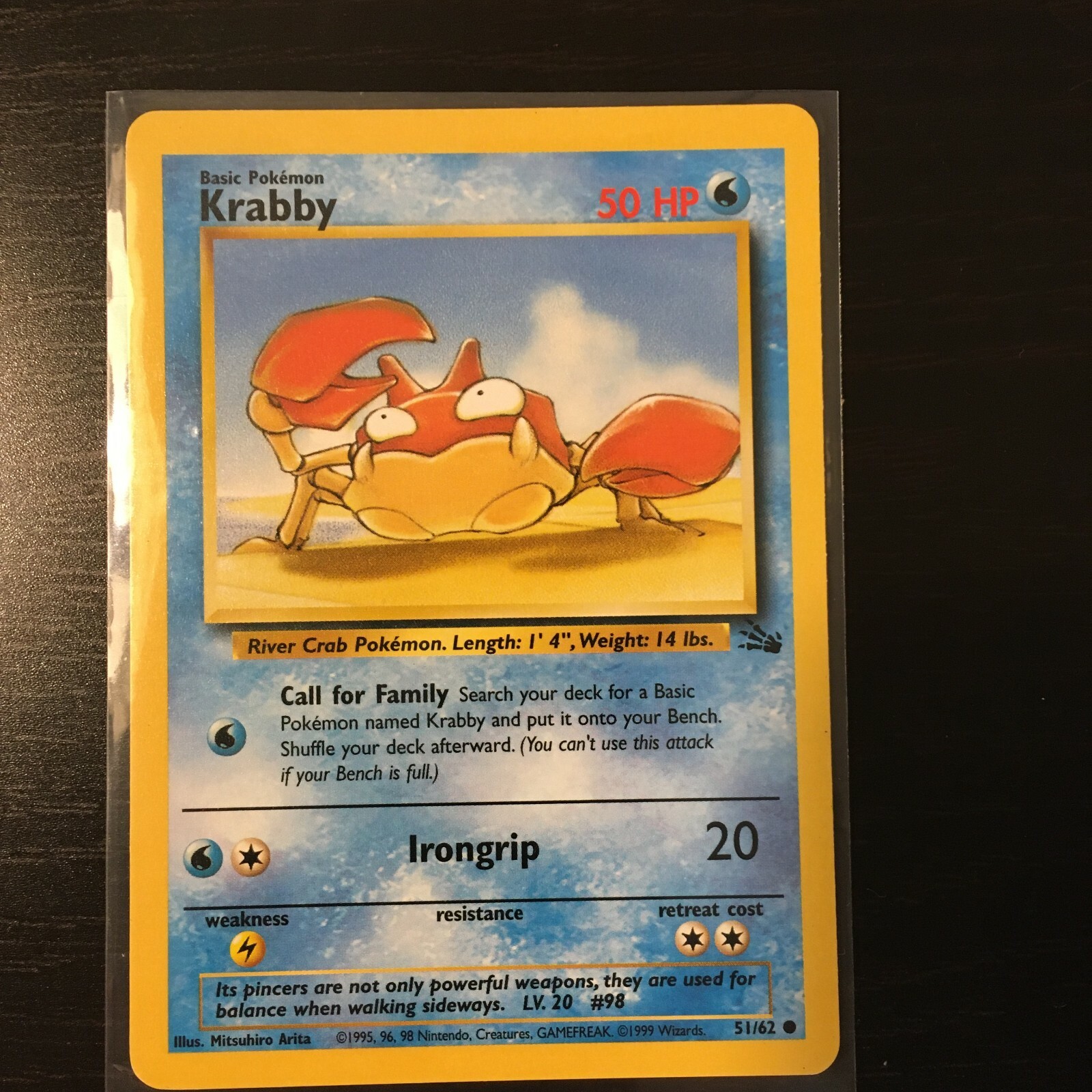 Pokémon TCG Fossil 51/62 Krabby - NM - Common