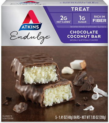 Atkins Endulge Chocolate Coconut Bar, Dessert Favorite, High in Fiber, 1G Sugar,