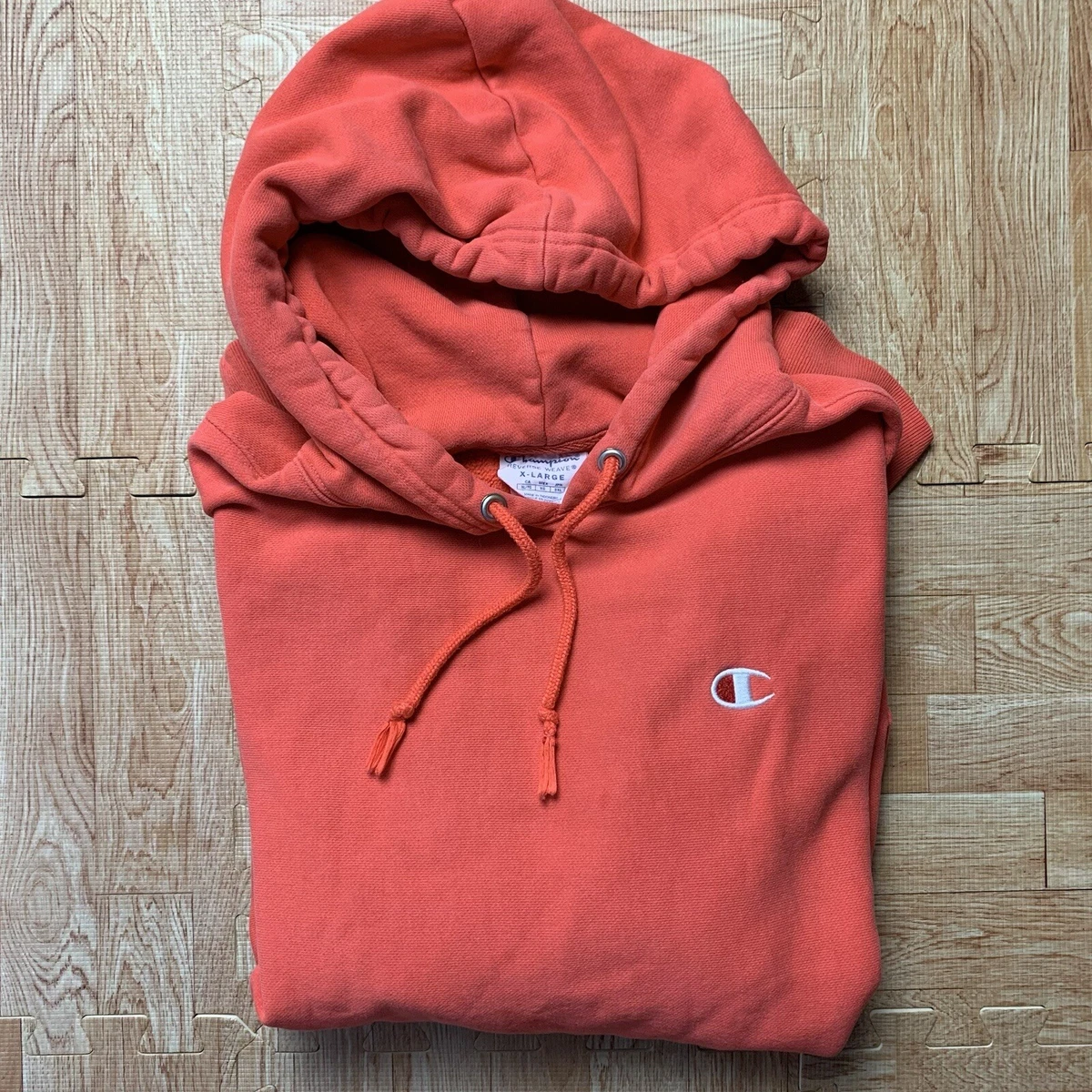 Champion Reverse Weave Hoodie Sweatshirt XL X Large Coral Long Sleeve Pullover