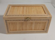 Balsa Natural Wood Trinket Box w Hinged Top Approx 8" W x 4" T x 4.5" D