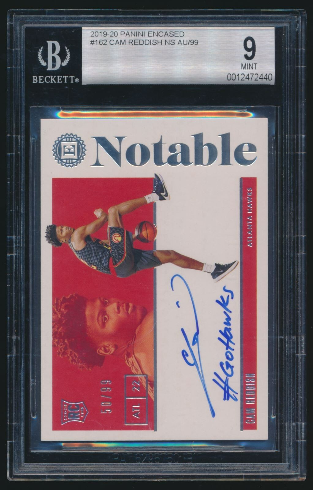 2019-20 Encased Rookie Notable Signatures /99 Cam Reddish BGS 9 Auto 10 Lakers