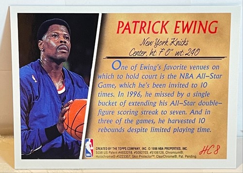 1996-97 Topps Basketball Holding Court #HC8 Patrick Ewing New York Knicks - Picture 2 of 2