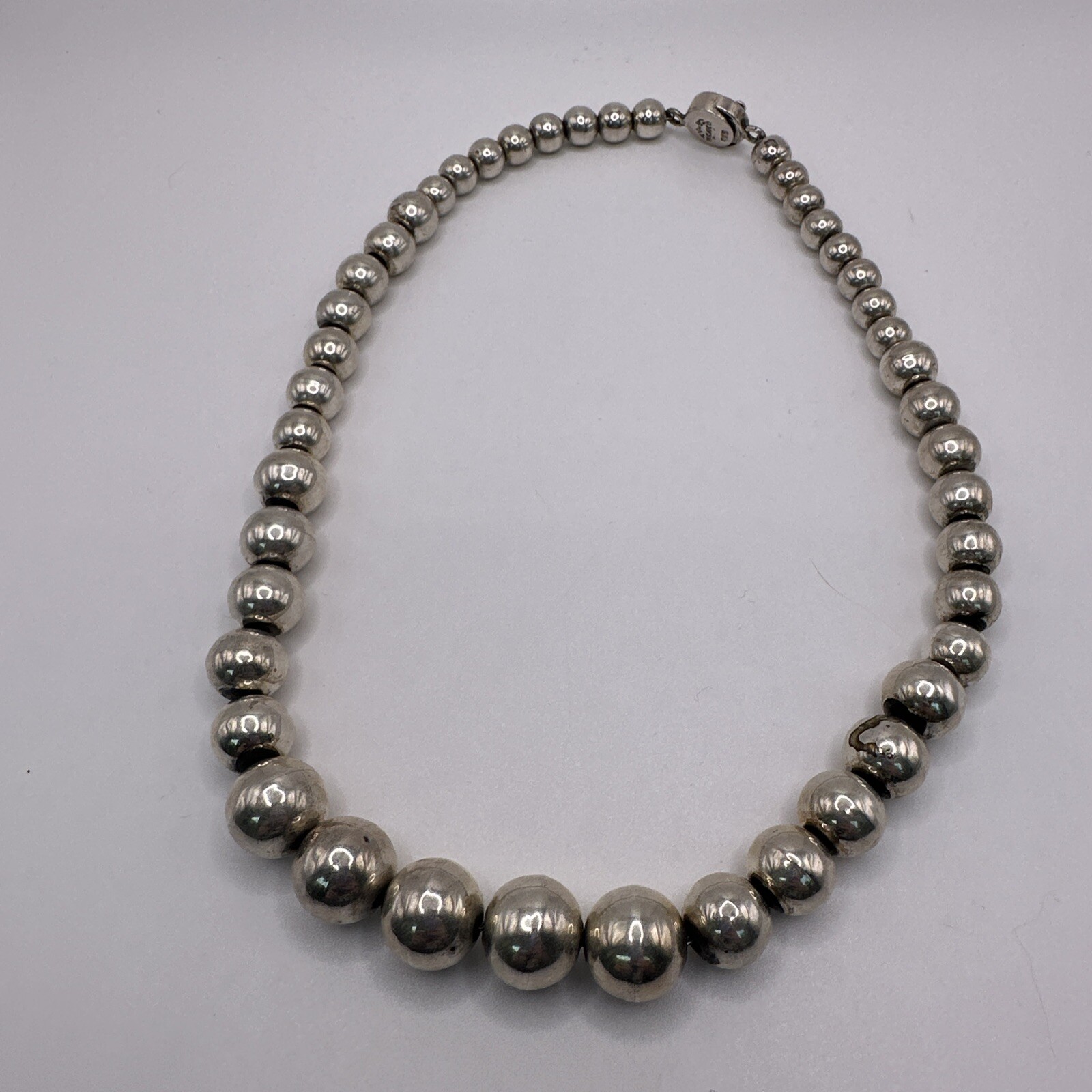 Taxco Tv 42 Mexican Pearls Large Sterling Silver Ball Bead Necklace