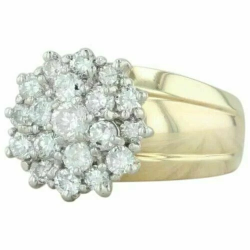 Vintage 2.50 Ct Diamond Waterfall Cluster 10K Yellow Gold Finish Cocktail Ring - Image 2 of 4