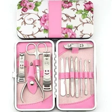 12-Pack Professional Manicure & Pedicure Set –Nail Clippers Grooming Kit w/ Case