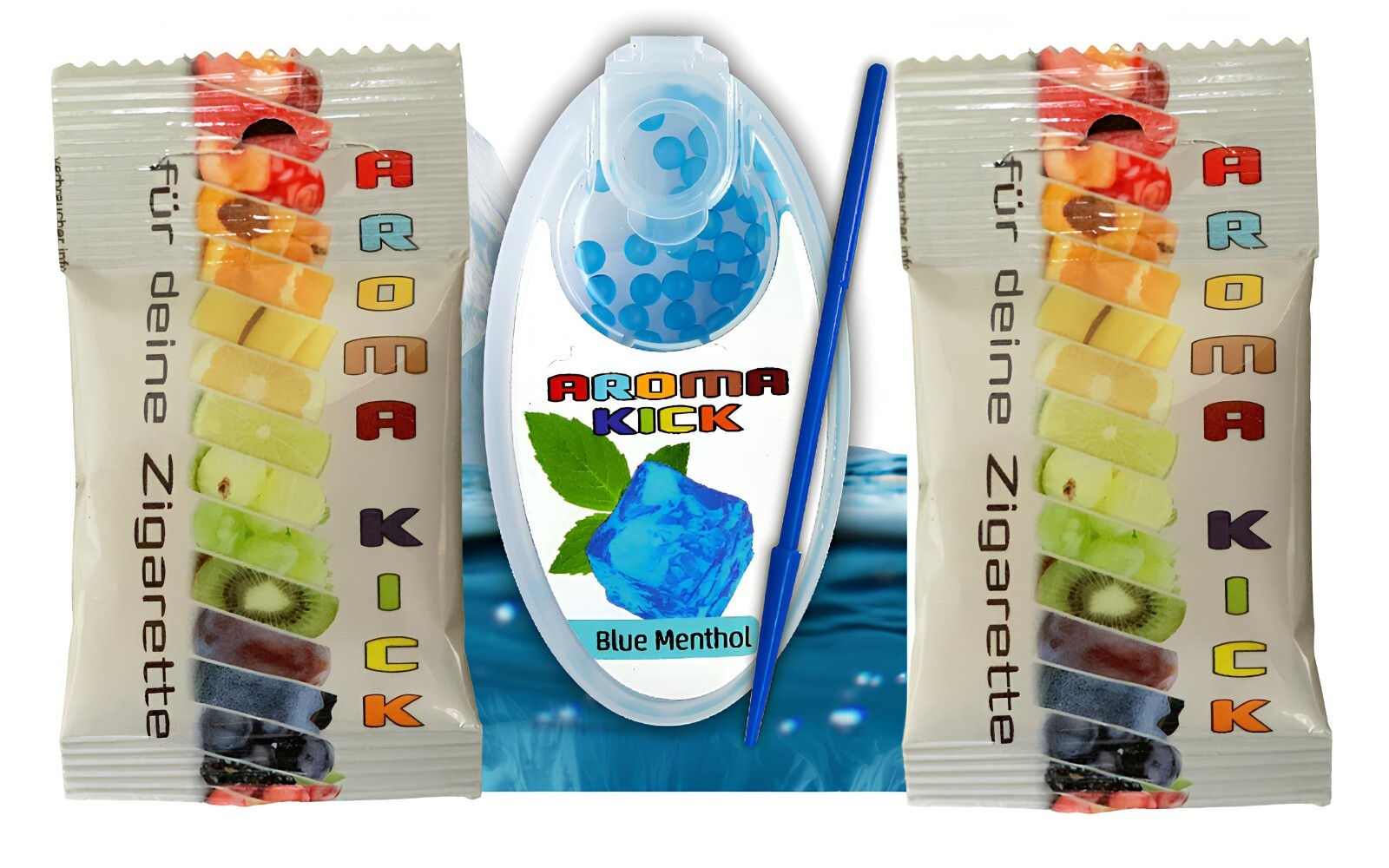 Aroma Kapseln 1000 + GRATIS 100 BLAU MENTHOL Aroma Kick Filter Zigaretten