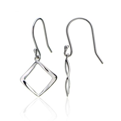 Ohrhänger Sterlingsilber geometrisch quadratisch poliert