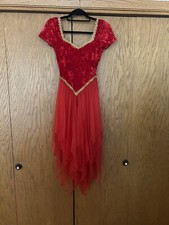 Curtain Call Costumes Adult Large Red Velvety Bodice Red Tulle Skirt Gold Trim