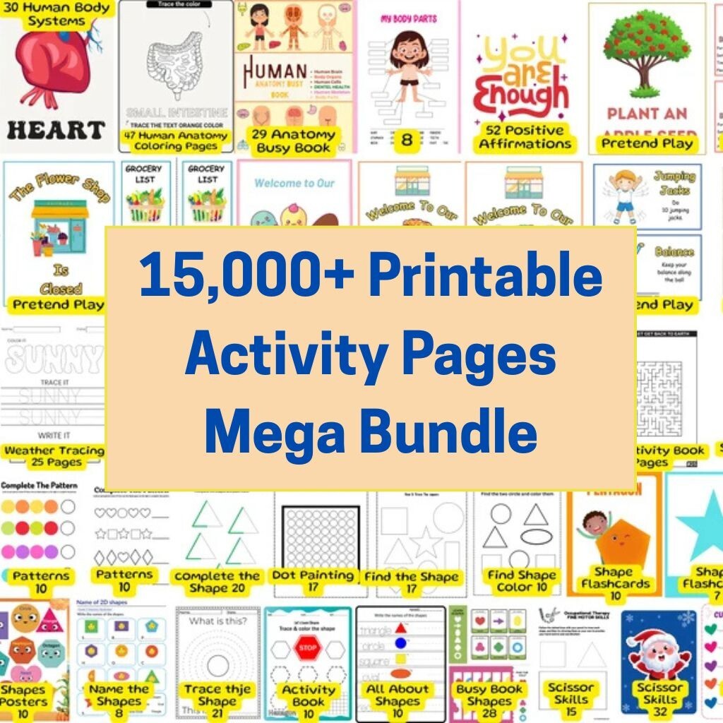 15,000+ Printable Activity Pages Mega Bundle for Preschool & Kindergarten