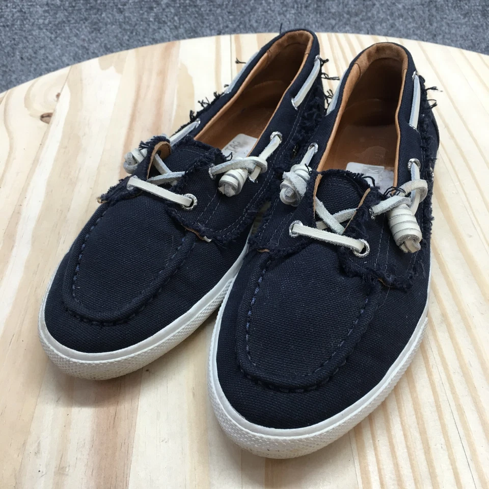 Hunter Zapatos Mujer 8 F Val0051 Informales Cómodos Barco Tenis Planos Tela Azul Foto 3 de 4