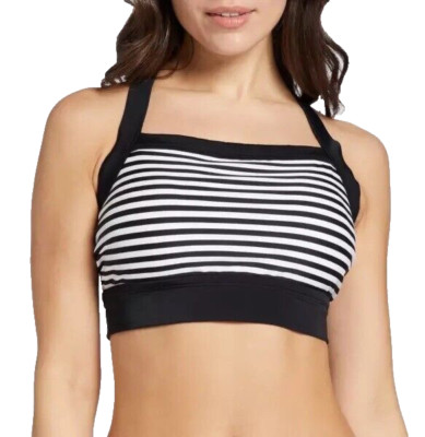 NWT DSG W Swim Maxine Swim Top UV +50 Size Large Black White Stripe 