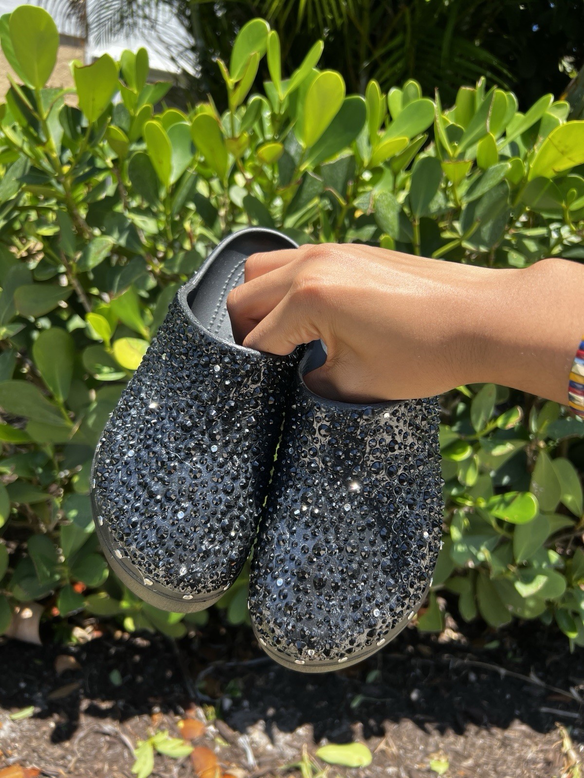 Custom Bling Dylan Platform Crocs Black Size 4 Women’s