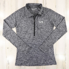 Under Armour Top Womens XS Heatgear Tech Twist Gray 1/2 Zip Loose Long Sleeve