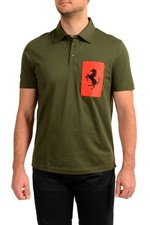 Scuderia Ferrari Men's Green  Red "Label Pocket" Short Sleeve Polo Shirt