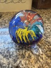 Blown Glass Art Paperweight Colorful Firework Flower Round 3" Tall Vintage — photo 3