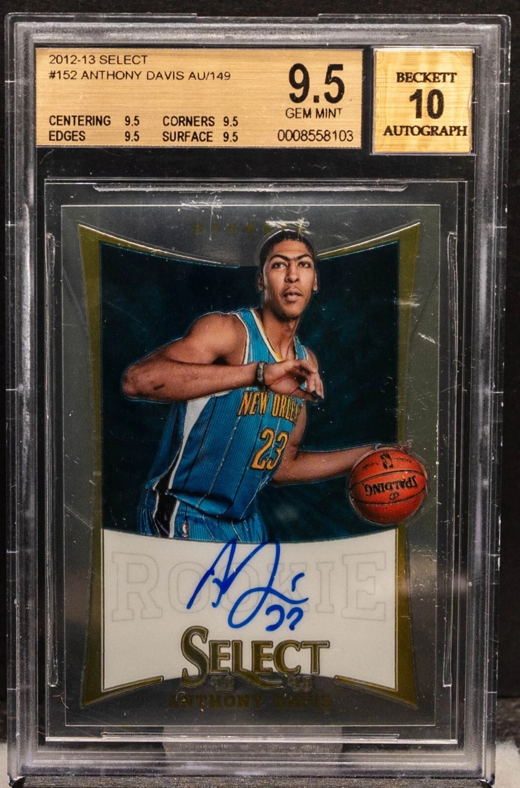 2012-13 Anthony Davis PaninI Select RC AUTO AUTOGRAPH /149 BGS 9.5/10 Auto 10