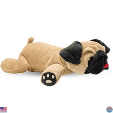 Fawn Color Pug Plush Stuffed Animal Toy with Squeaker for Dogs