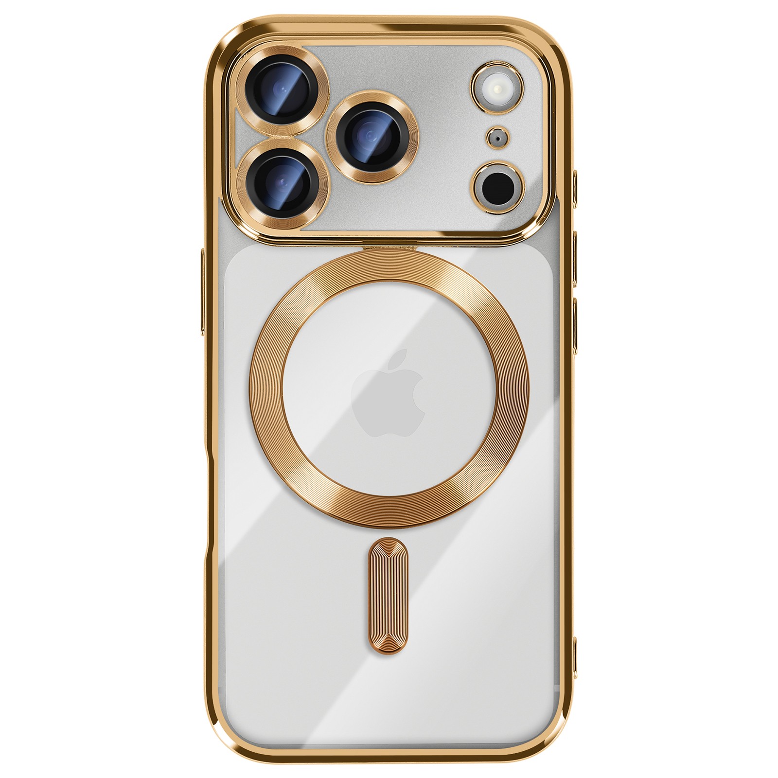 Coque anti-choc pour iPhone 17 Pro avec protection camera et bord dore chrome