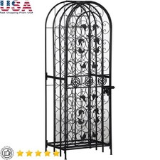 Lockable 45 Bottle Wine Rack Elegant Iron Cage Modern Storage Organizer New