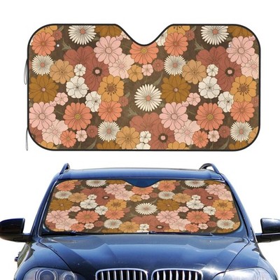 Foruidea Boho Floral Car Windshield Sun One Size, Puerto Rico Coqui Flag 