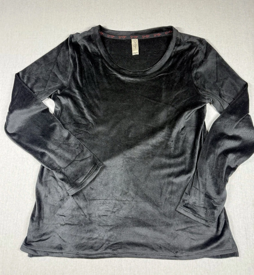 Jessica Simpson Pijama Salón Set XL Negro Felpa Manga Larga Acogedor SUAVE Foto 2 de 4