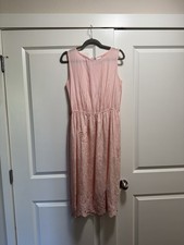100 Silk Vintage Pink Slip Nightie Dress With Pockets - Size 10