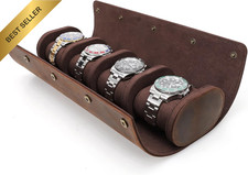 Leather Travel Watch Roll for Men, Crazy Horse Leather Watch Box Case, Watch Rol