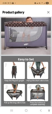 Pamo Babe Portable Playpen Crib (NEW) with Mattress and Carry Bag,  