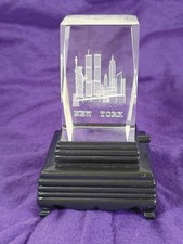 Lighted Glass Block of New York City Skyline Featuring World Trade Center.