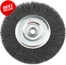 8" x 5/8-1/2" Arbor Wire Wheel Carbon Steel Crimped 0.012" Coarse Bench - US