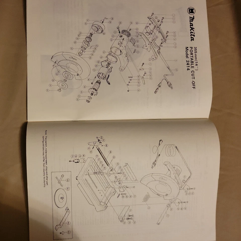 Makita Portable Cut-Off Model 2414 Instruction Manual 1983 w/Makita flyer insert - Image 3 of 4