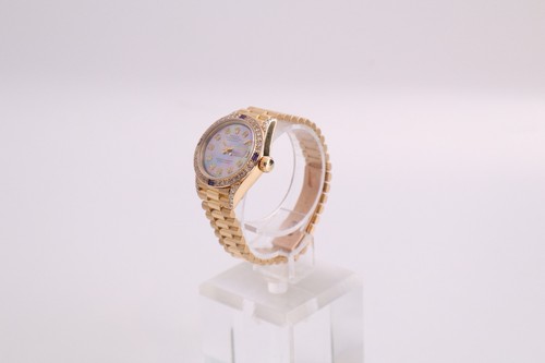 Rolex Datejust 69178 26 mm oro 18 ct quadrante blu diamanti tahitiani orologio da donna - Foto 4 di 16