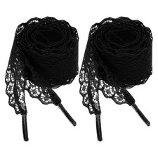 2Pairs Flat Laces Shoelaces, 2.2CM Wide 160CM Length Lacy Shoe Laces, Black