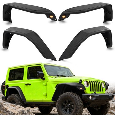 Front & Rear Tubular Fender Flares For 07-18 Jeep Wrangler JK JKU Tube Mud Guard