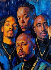 2Pac Snoop Dogg Dr. Dre Death Row Vibe Magazine Oil Painting Art Card Print /30