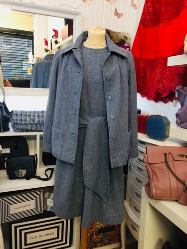 Vintage 1968–73 Christian Dior Diorling London Wool 4-Piece Dress & Jacket Set