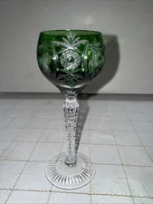 Ajka Nachtmann Bohemian Crystal Green Emerald Cordial Liqueur Glass 5 1/2" RB
