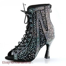 Outdoor Indoor Social Latin Dance Shoes for Dancing Women High Heels Dance Boots