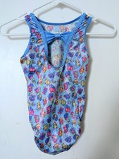 GK Elite Gymnastics Leotard Bow Tie Back Butterfly Printed Foil Size CM