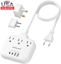 European Travel Plug Adapter, US to European Plug Adapter with 3 American Outlet