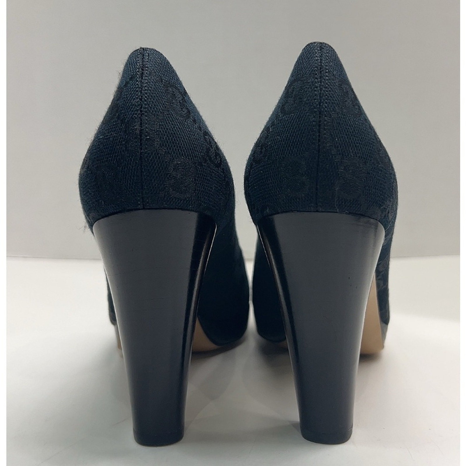 Gucci GG Monogram Canvas Black Platform Heels Classic Design EU 39C Box/Dust Bag thumbnail 3