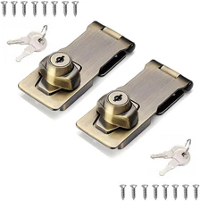 2 Packs Keyed Hasp Locks Twist Knob Keyed Locking Hasp for Small Doors, Cabinets