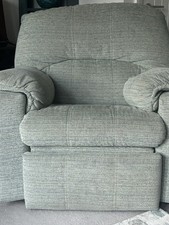 G Plan Recliner. Recently Recovered In Heavyweight Light Teal Fabric. Good Cond