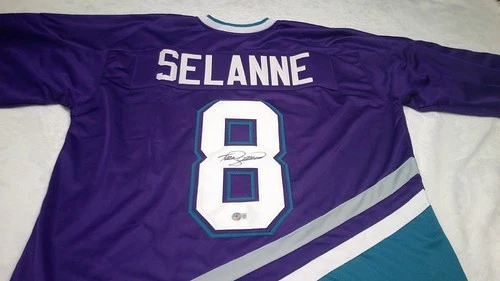 Teemu Selanne Autographed Anaheim Custom Purple Hockey Jersey - BAS