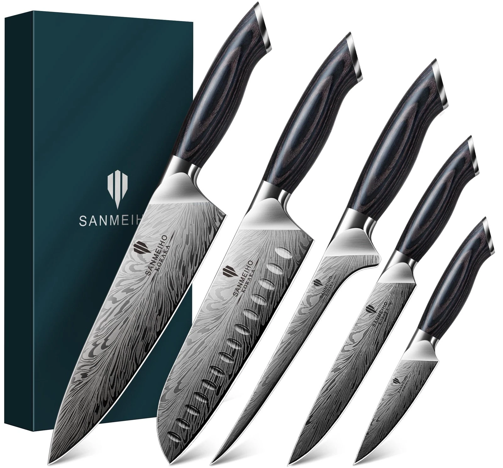 5PCS Set, Kitchen Sets in Steel, Ultra Sharp Japanese Set High Carbon Steel C...