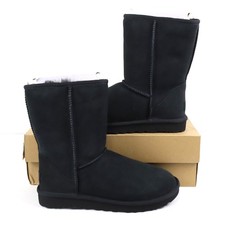 Ugg Classic Short II Soft Plush Leather Boots In Black Women's Size 9 1016223