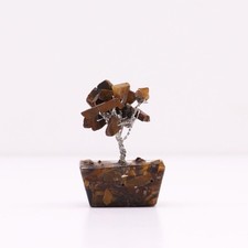 Mini Arbre de Gemmes Œil de Tigre - Socle Or...