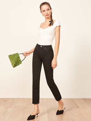 REFORMATION Jeans Black Denim Julia 